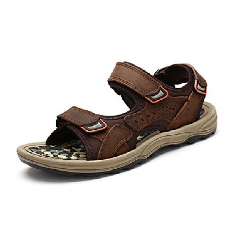 Men's Shoes Outdoor / Office & Career / Athletic / Dress / Casual Nappa Leather Sandals Black / Brown / Taupe  