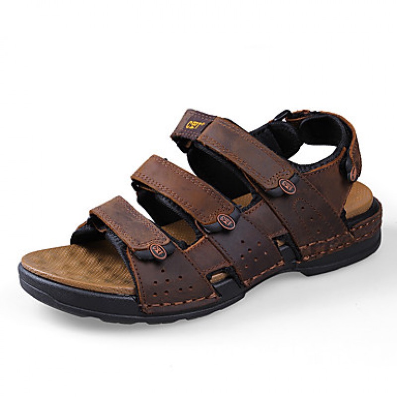 Men's Shoes Outdoor / Office & Career / Athletic / Dress / Casual Nappa Leather Sandals Black / Brown  