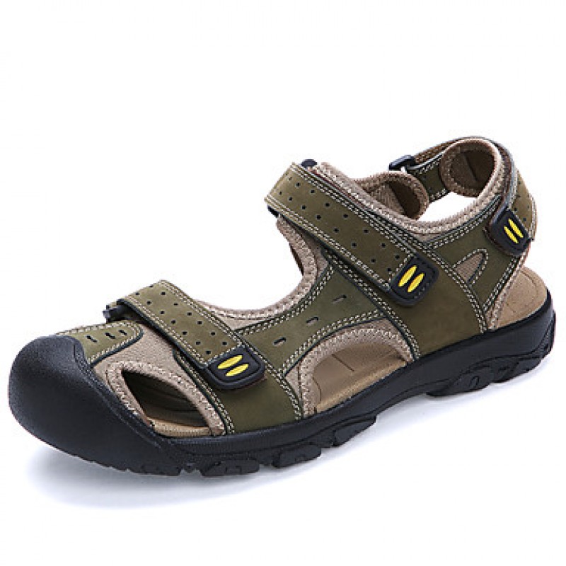 Men's Shoes Outdoor / Casual Nappa Leather / Fabric Sandals Brown / Yellow / Khaki  