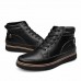 Shoes Leather Casual Boots Casual Flat Heel Lace-up Black / Brown  