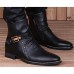 Shoes Casual Leather Boots Elevator Shoes Black  