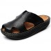 Men's Shoes summer Outdoor / Casual Leather Platform Slippers Black / Brown  