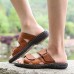 Men's Shoes Outdoor / Work & Duty / Casual Leather Sandals Black / Brown / Khaki  