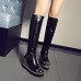 Women's Shoes Spring Riding Boots / Round Toe Heels Dress Wedge Heel Buckle / Slip-on / Split JointBlack /
