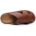 Men's Shoes summer Outdoor / Casual Leather Platform Slippers Black / Brown  