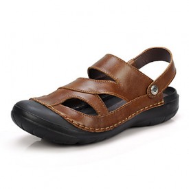 Men's Shoes Leather Casual Sandals Casual Brown / Khaki  